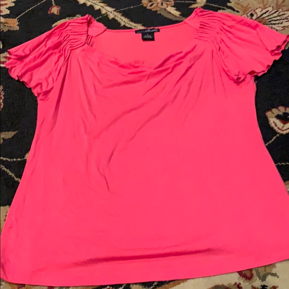 Willi Smith Flutter Sleeve Pink Blouse